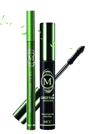 MCC ECOCERT Organic Green Tea Volumizing Mascara and Black Eyeliner Waterproof Set