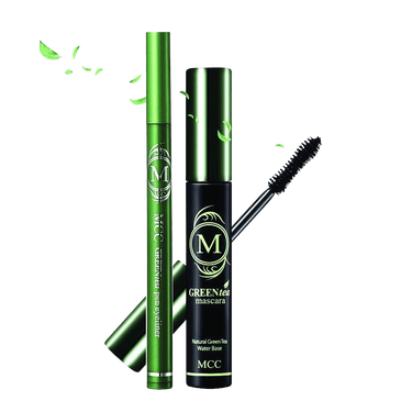 MCC ECOCERT Organic Green Tea Volumizing Mascara and Black Eyeliner Waterproof Set