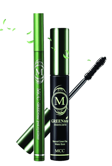 MCC ECOCERT Organic Green Tea Volumizing Mascara and Black Eyeliner Waterproof Set